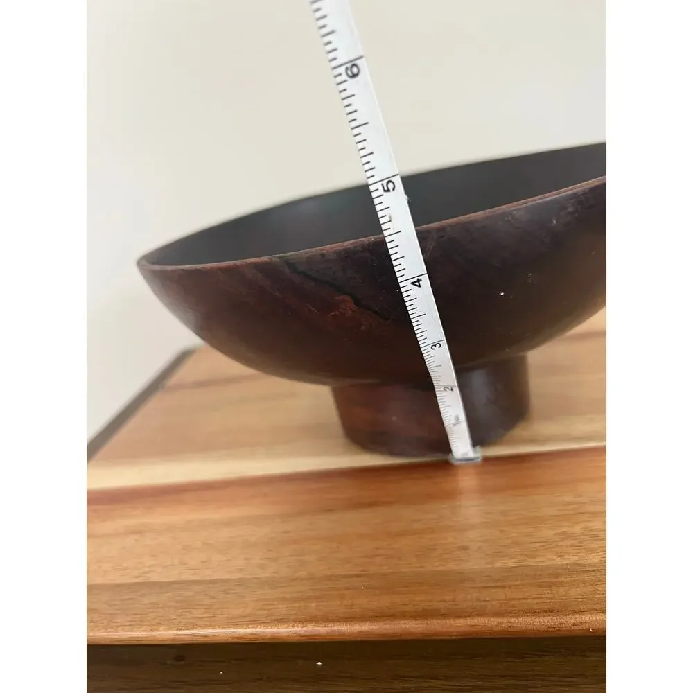 Vintage John May Hand Turned Teak Bowl Signed Jackson NH JL